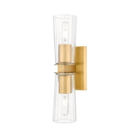 Z-Lite Titus 2 Light Wall Sconce, 4.5in. W x 17.5in. H, Modern Gold 826-2S-MGLD